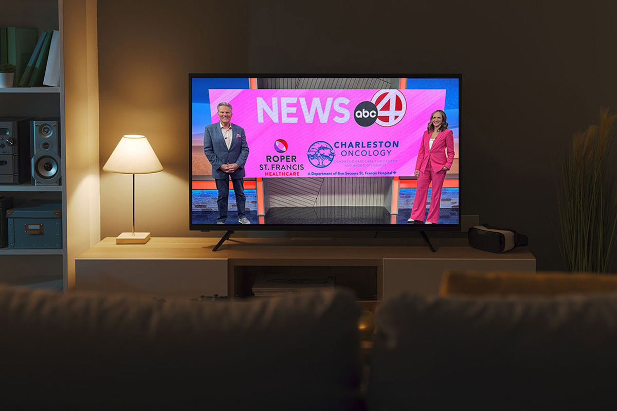 Charleston Oncology ABC News 4 Segment Charleston Oncology segment airing on ABC News 4 on a living room television